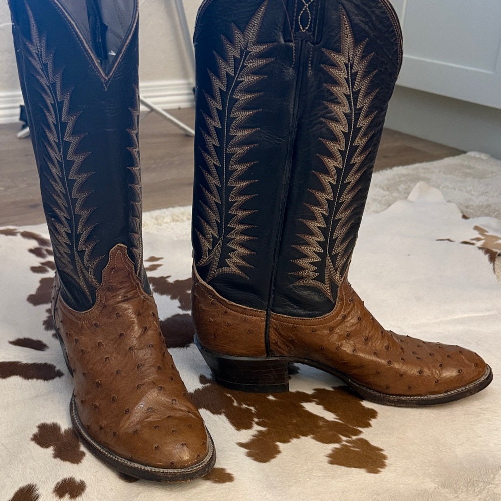 Men's Brown and Black Cowboy Boots